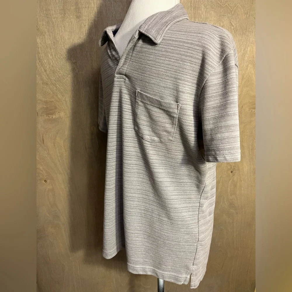 Banana Republic Grey Tonal Stripe Polo w/Chest Pocket  M